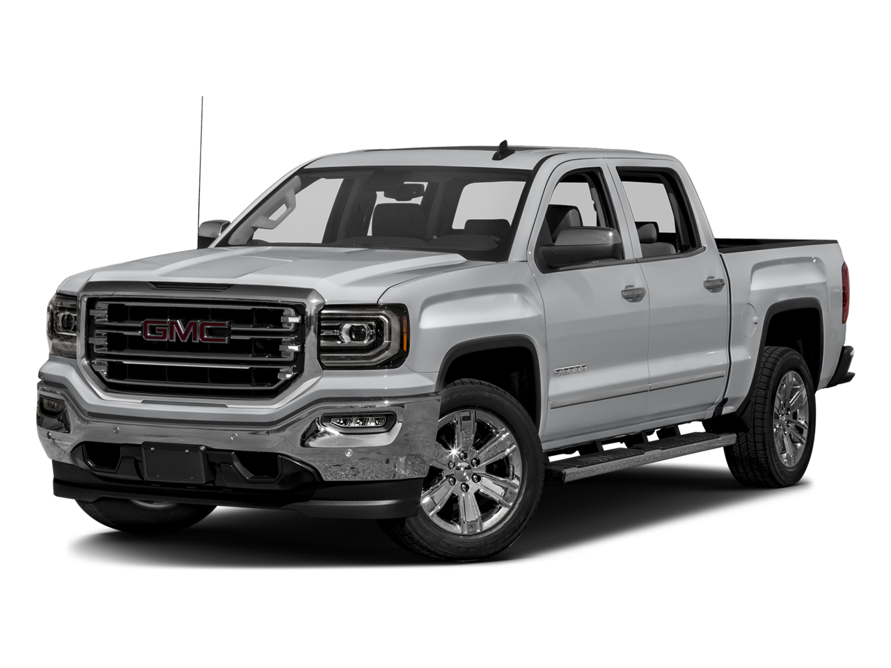 2018 GMC Sierra 1500 SLT in White Frost Tricoat — front three-quarter view