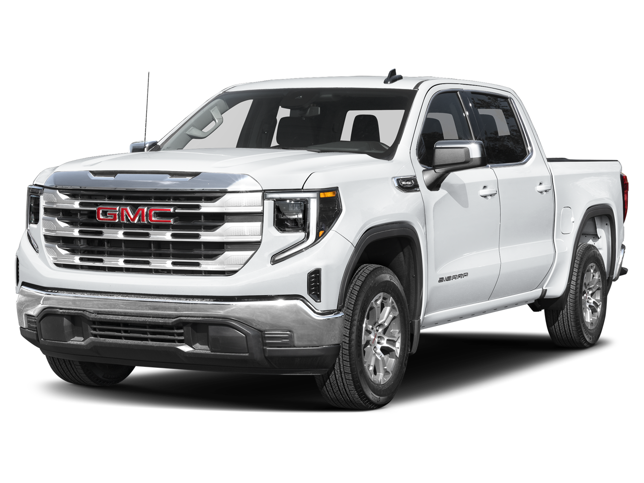 2026 GMC Sierra 1500 SLT in Summit White — front three-quarter view
