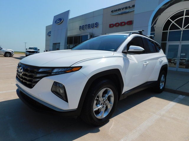 2023 Hyundai Tucson SEL in Serenity White Pearl — front three-quarter view
